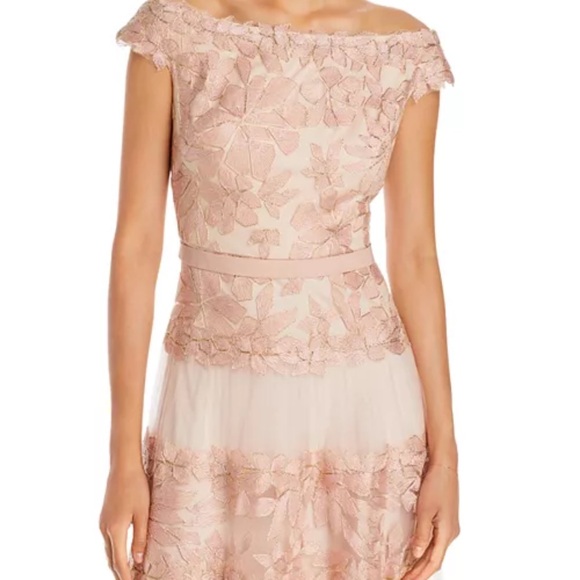 TADASHI SHOJI Adriane Floral Embroidered Dress Antique Pink Size 8 NWT - Picture 5 of 16